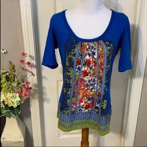 🌺Akemi + kin Anthropologie blue pattern top S